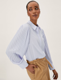Collared Blouson Sleeve Blouse