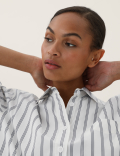 Pure Cotton Striped Oversized Girlfriend Style Shirt