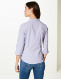 Cotton Rich Striped 3/4 Sleeve Shirt