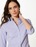 Cotton Rich Striped 3/4 Sleeve Shirt