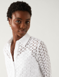 Pure Cotton Broderie Collared Shirt