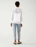 Pure Cotton Broderie Collared Shirt