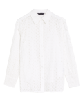 Pure Cotton Broderie Collared Shirt