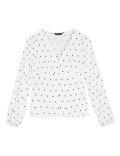 Polka Dot V-Neck Long Sleeve Blouse