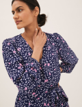 Floral V-Neck Long Sleeve Wrap Top