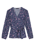 Floral V-Neck Long Sleeve Wrap Top