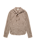 Cotton Blend Check Tie Neck Fitted Shirt