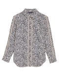 Animal Print Lace Insert Long Sleeve Shirt