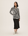 Animal Print Pintuck Popover Blouse
