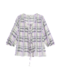 Shirred Tie Front Blouse