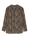 Satin Animal Print V-Neck Blouse