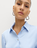 Satin Collared Button Through Shirt