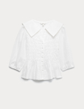 Linen Rich Collared Shirred Shirt