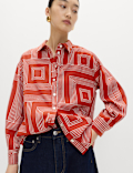 Geometric Print Collared Shirt