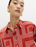 Geometric Print Collared Shirt