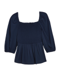 Square Neck Smocked 3/4 Sleeve Blouse