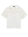 Lace Collared Short Sleeve Shirt