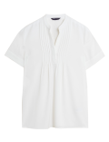 V-Neck Pintuck Short Sleeve Popover Blouse