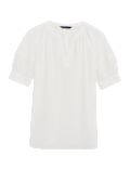 V-Neck Puff Sleeve Popover Blouse