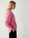 Round Neck Popover Blouse