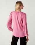 Round Neck Popover Blouse