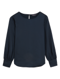 Satin Round Neck Long Sleeve Top