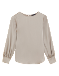 Satin Round Neck Long Sleeve Top
