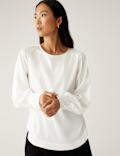 Satin Round Neck Long Sleeve Top