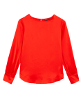 Satin Round Neck Long Sleeve Top