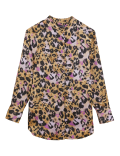 Animal Print Collared Bib Detail Shirt