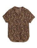 Animal Print Short Sleeve Popover Blouse
