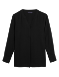 V-Neck Long Sleeve Popover Blouse