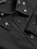 Pure Cotton Embellished Collared Shirt
