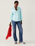 Satin Collared Long Sleeve Shirt