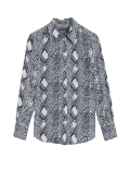 Snake Print Collared Long Sleeve Shirt