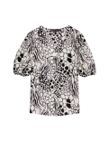 Printed V-Neck Puff Sleeve Blouse