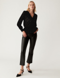 Jacquard Star Print V-Neck Wrap Top