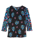 Floral Round Neck 3/4 Sleeve Top