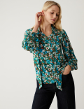 Printed Tie Neck Blouse