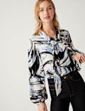 Printed Tie Neck Blouse