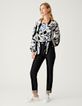 Printed Tie Neck Blouse