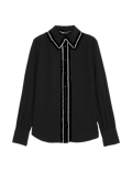 Embellished Collared Long Sleeve Shirt