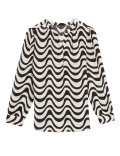 Printed V Neck Popover Blouse