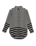 Striped Collared Longline Long Sleeve Shirt
