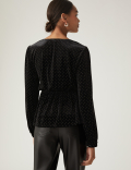 Velvet Studded V-Neck Wrap Top