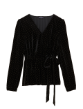 Velvet Studded V-Neck Wrap Top