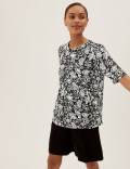 Floral Round Neck Short Sleeve Top