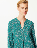 Floral Print Button Detailed Blouse