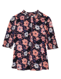 Floral High Neck Short Sleeve Blouse
