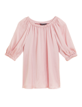 Round Neck Short Sleeve Blouse